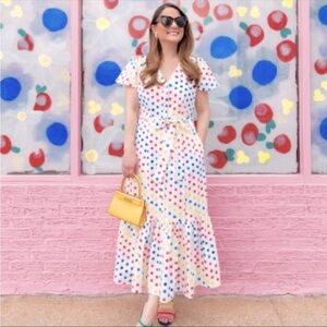 Color Me Courtney Dipping Dot Minnie Short Sleeve V-Neck Polka Dot Midi Dress 2